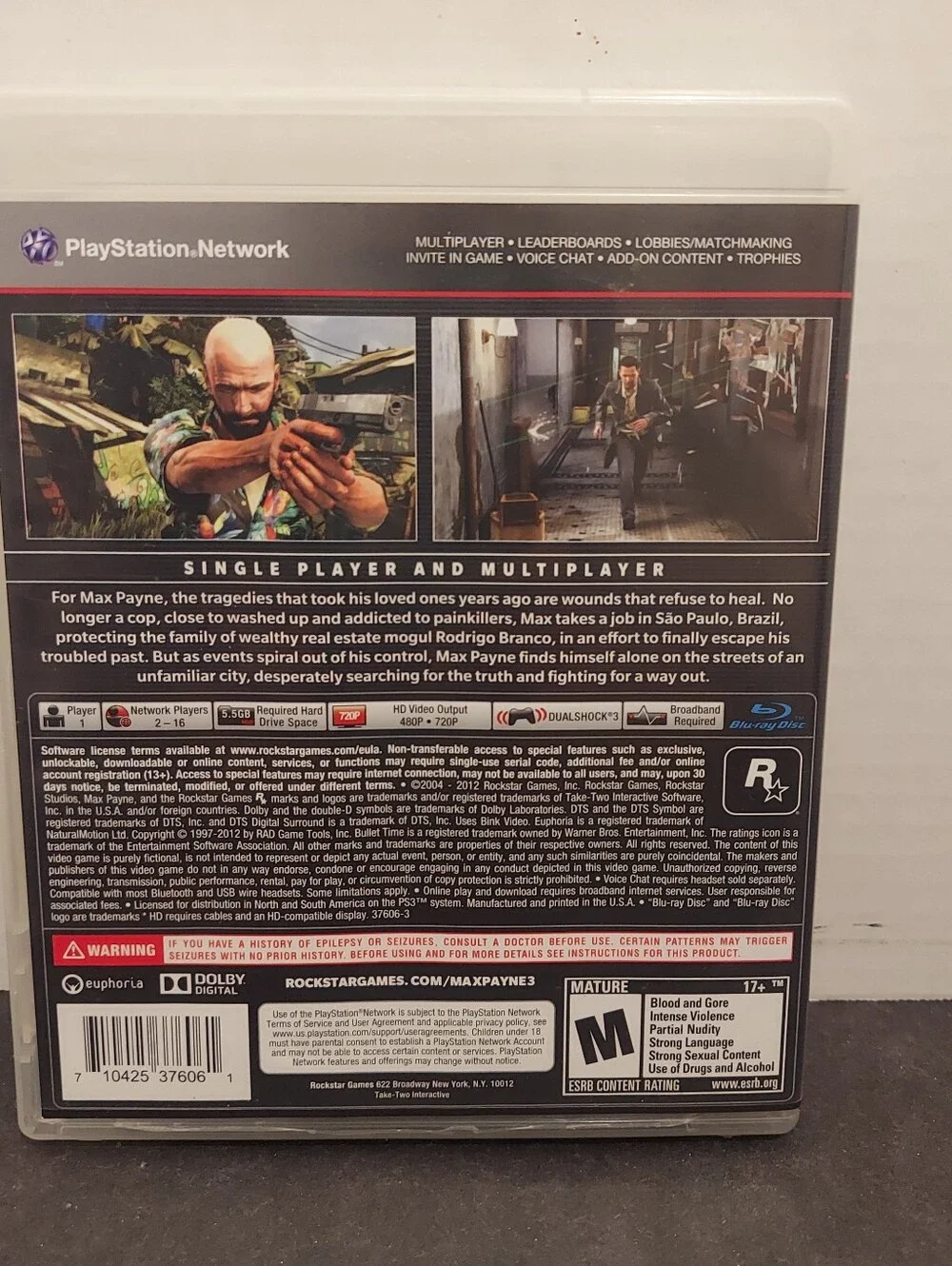 Max Payne 3 for PlayStation 3 Rockstar Max Payne 3 PS3 Complete with manual cib